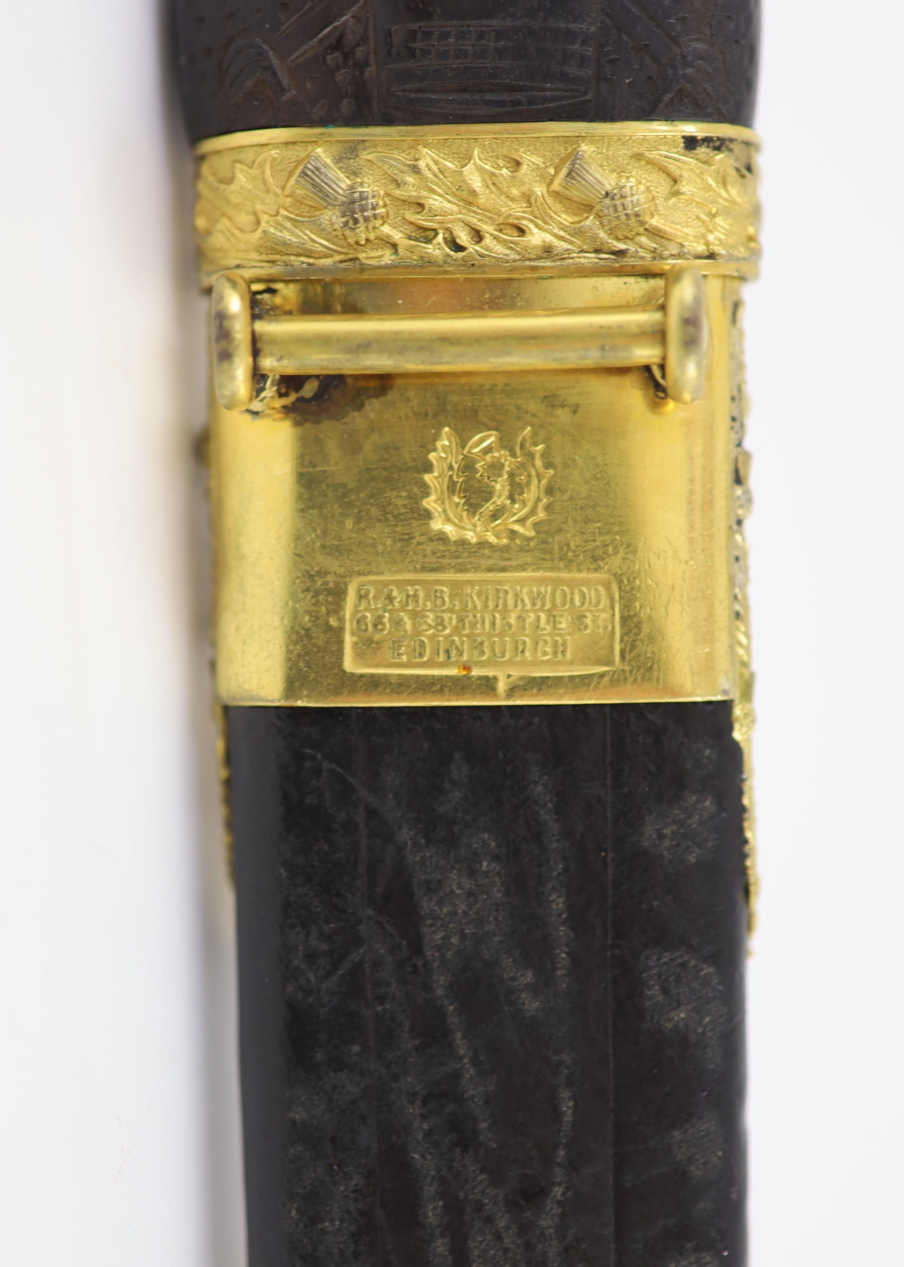 A 19th century Scottish ormolu mounted dirk and a similar skean dubh